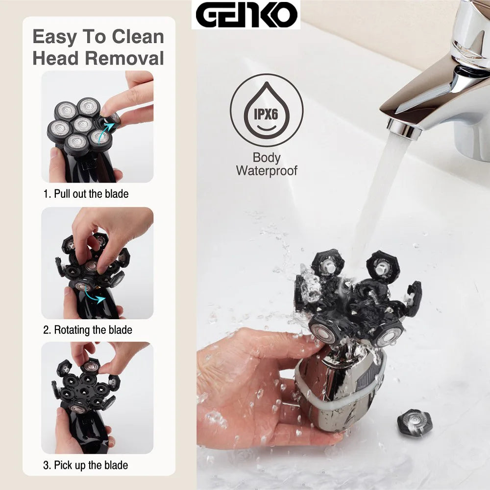 GENKO Multi Grooming Kit Electric Shaver Hair Trimmer Beard Electric Razor Wet Dry Men Facial Body Shaving Machine
