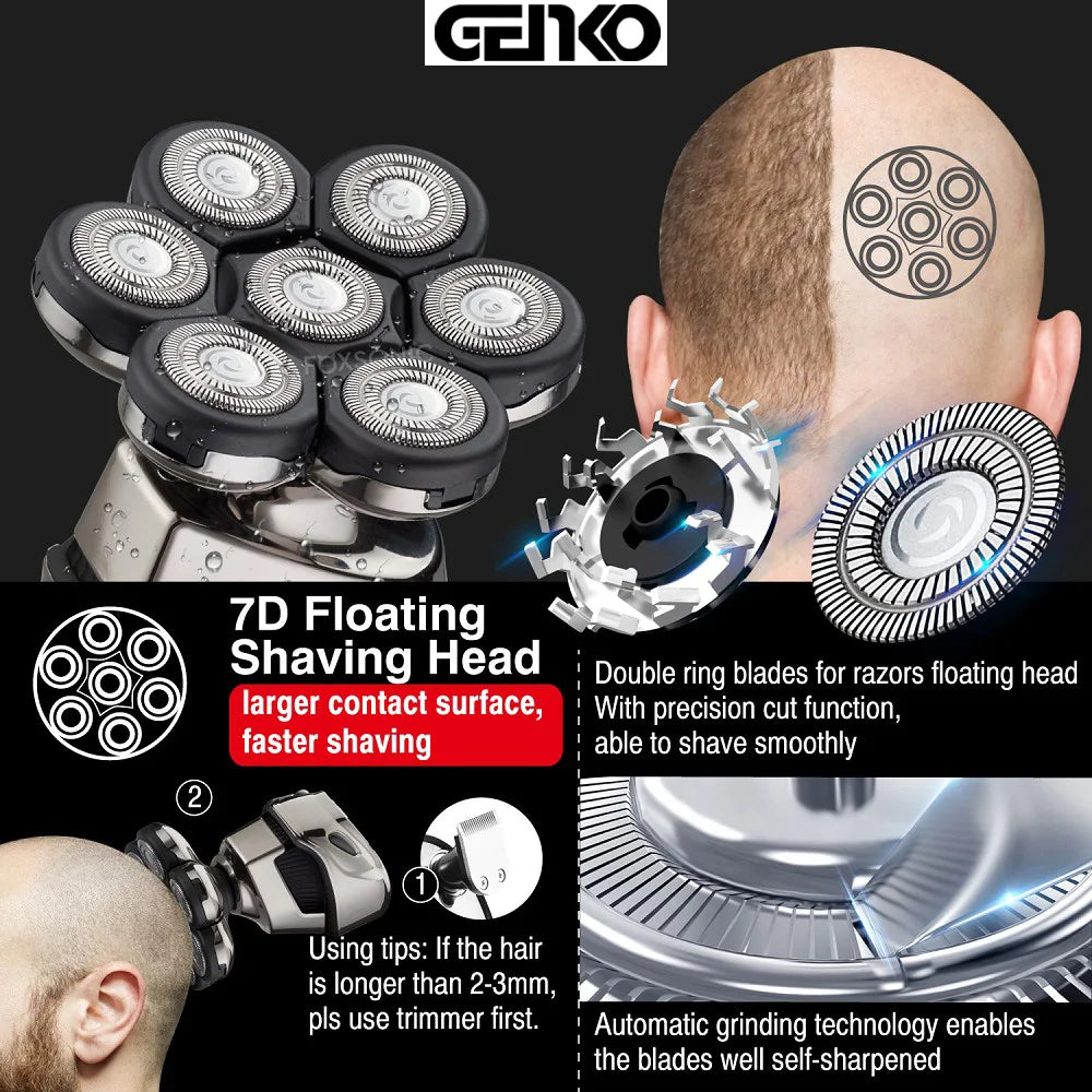 GENKO Multi Grooming Kit Electric Shaver Hair Trimmer Beard Electric Razor Wet Dry Men Facial Body Shaving Machine
