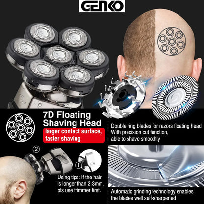 GENKO Multi Grooming Kit Electric Shaver Hair Trimmer Beard Electric Razor Wet Dry Men Facial Body Shaving Machine